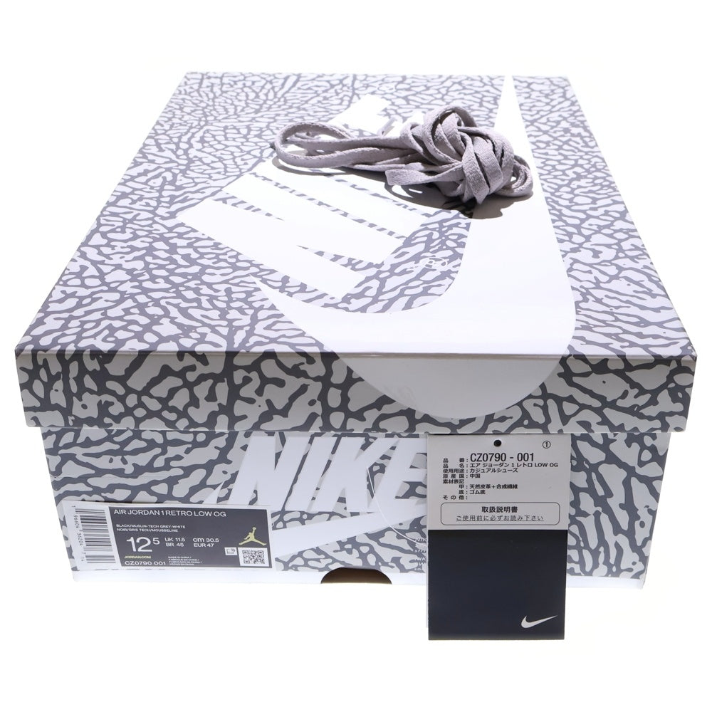 NIKE(ナイキ) AIR JORDAN 1 RETRO LOW OG Black Toe エアジョーダン1 レトロ ロー OG ローカットスニーカー ブラック/グレー US12.5/30.5cm CZ0790-001