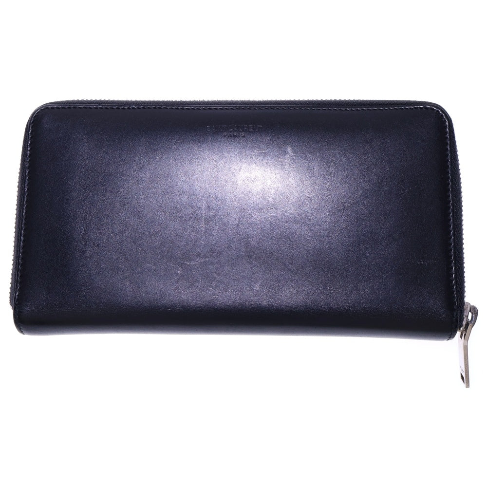 SAINT LAURENT PARIS(サンローランパリ) スタッズ ラウンドジップ レザー ロングウォレット 長財布 ブラック 328554