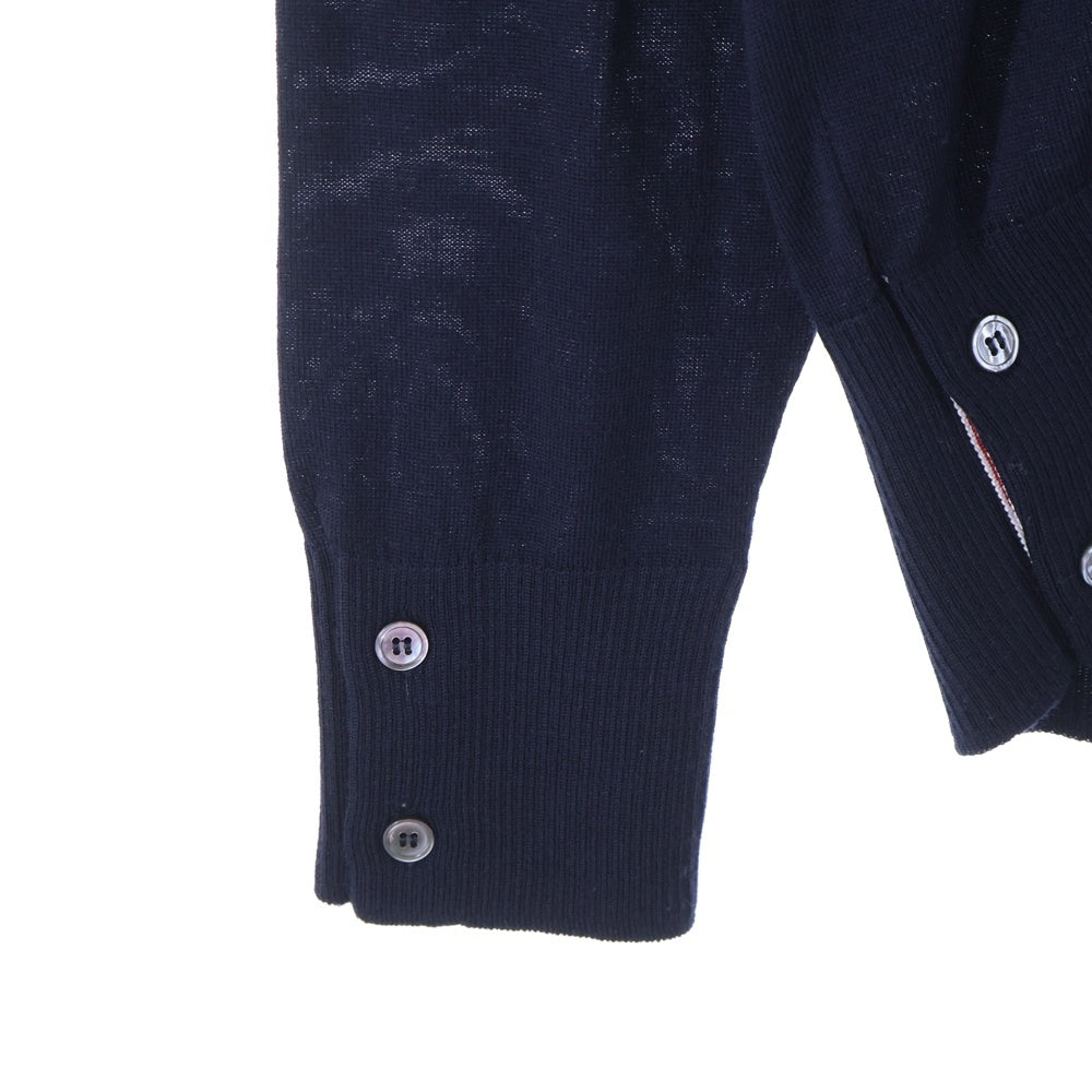 THOM BROWNE(トムブラウン) 4BAR トリコロール Vネック ウール ニット カーディガン ネイビー MKC002A-00014415