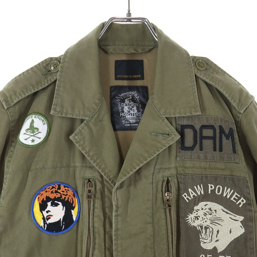 HYSTERIC GLAMOUR(ヒステリックグラマー) ワッペン ミリタリージャケット カーキ 0213AB08