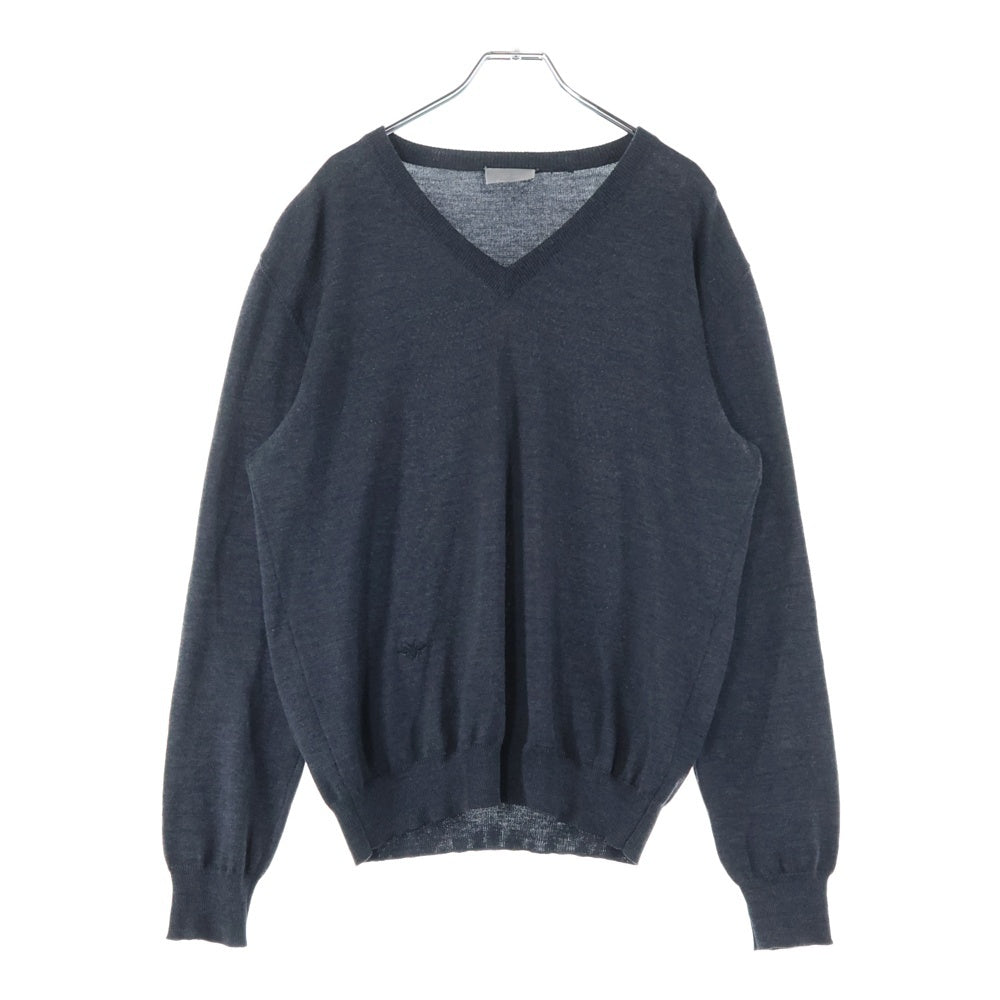 Dior HOMME(ディオールオム) BEE刺繍 Vネック ウール ニット セーター グレー 003M600BT100