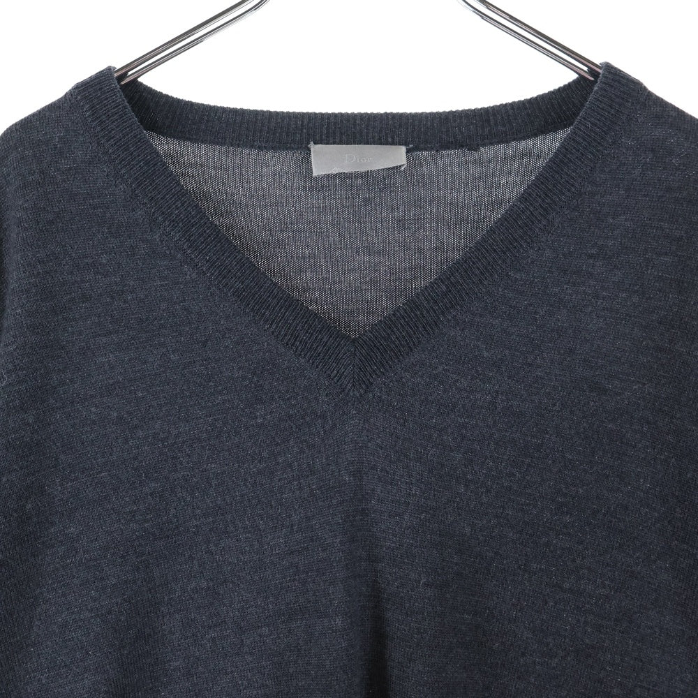 Dior HOMME(ディオールオム) BEE刺繍 Vネック ウール ニット セーター グレー 003M600BT100