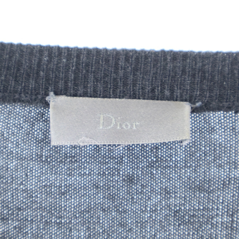 Dior HOMME(ディオールオム) BEE刺繍 Vネック ウール ニット セーター グレー 003M600BT100
