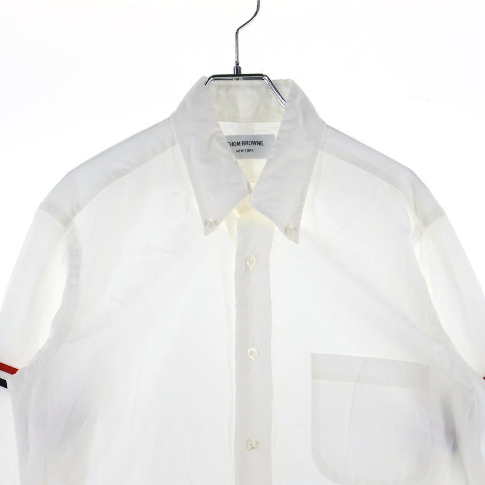 THOM BROWNE(トムブラウン) 袖トリコロール ボタンダウン 長袖シャツ ホワイト