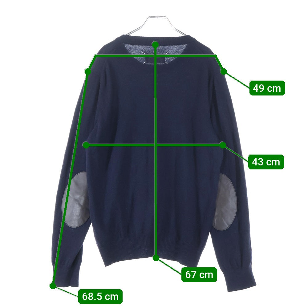 Maison Margiela 14(メゾンマルジェラ) 16AW Elbow Patch Crewneck Knit エルボーパッチ ウール ニット セーター ネイビー S30HA0903 S15750