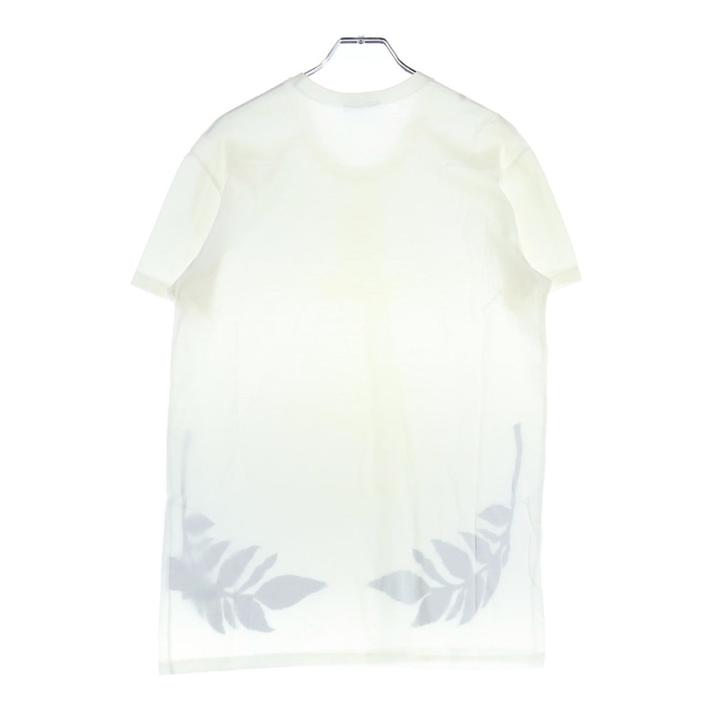 Dior HOMME(ディオールオム) リーフプリント コットン クルーネック 半袖Tシャツ カットソー ホワイト 263J654I1102