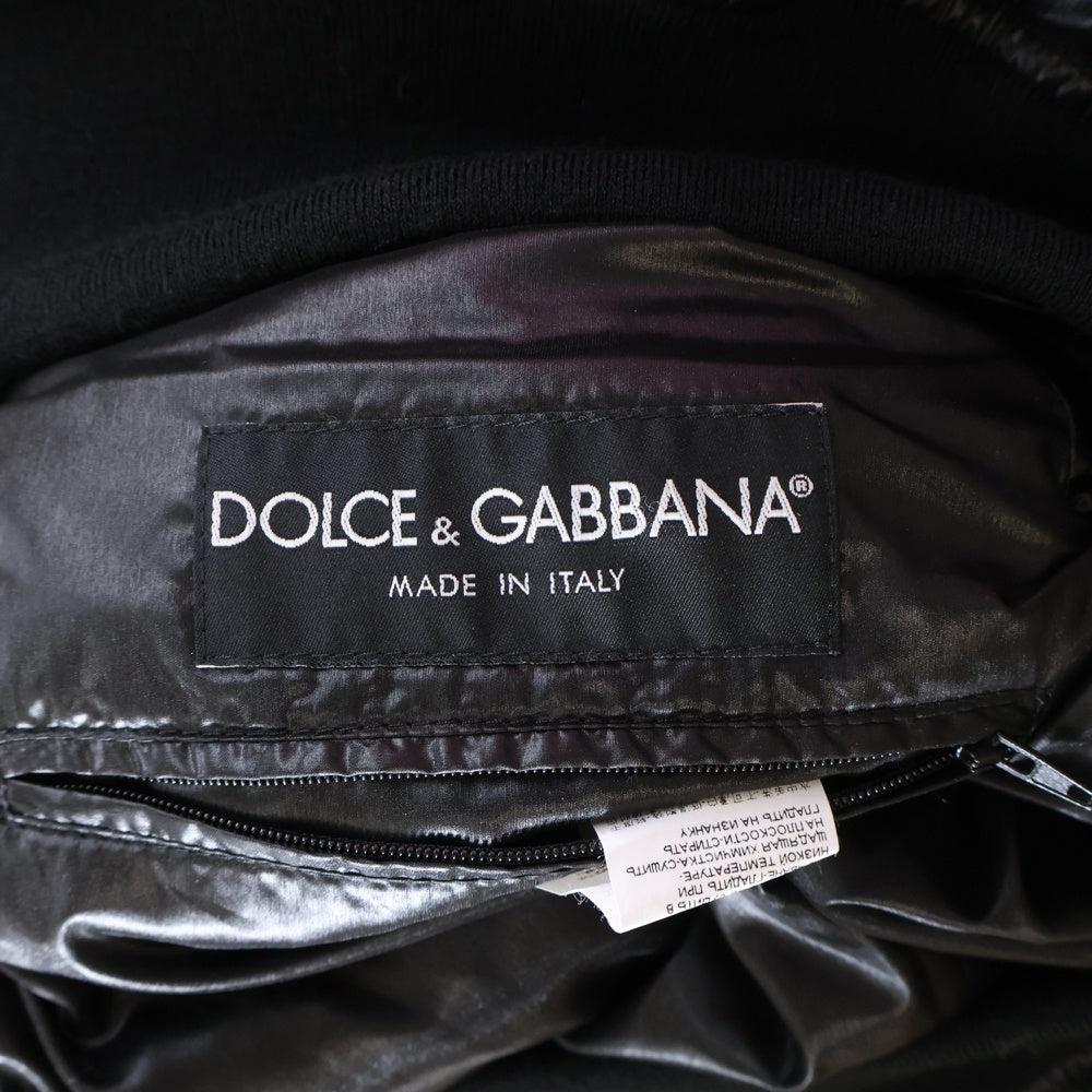 DOLCE & GABBANA(ドルチェアンドガッバーナ) ロゴプレート ナイロン ジップアップ ダウンジャケット ブラック G9G75T