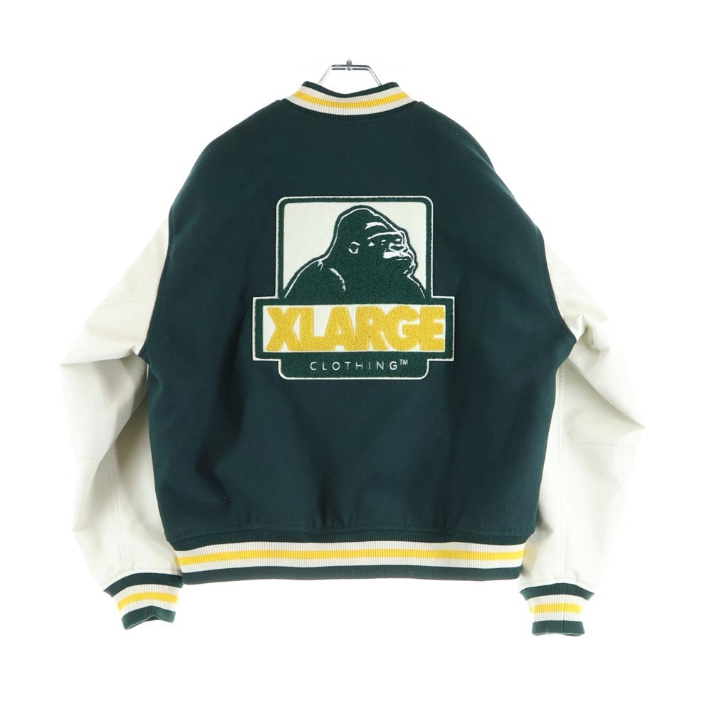 X-LARGE(エクストララージ) OG LOGO VARSITY JACKET ロゴ バーシティジャケット グリーン/ホワイト 101234021009