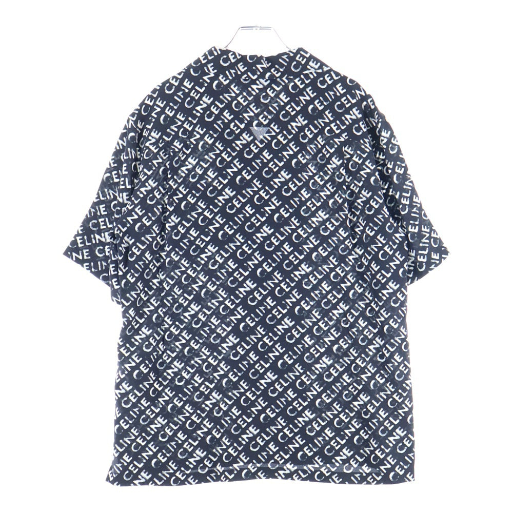 CELINE(セリーヌ) Hawaiian Shirt Crepe De Cine クレープドシーヌ ハワイアン開襟半袖シャツ ブラック/ホワイト 2C946748T
