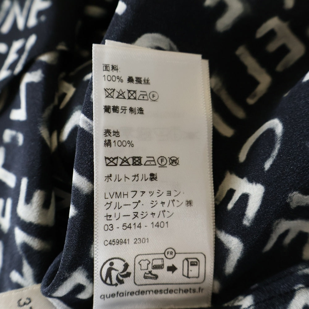 CELINE(セリーヌ) Hawaiian Shirt Crepe De Cine クレープドシーヌ ハワイアン開襟半袖シャツ ブラック/ホワイト 2C946748T