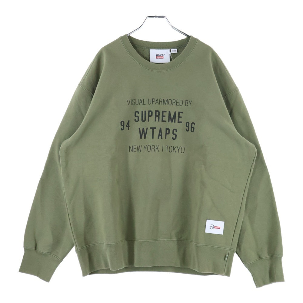 SUPREME(シュプリーム) 21AW ×WTAPS Crewneck ダブルタップス ロゴプリント クルーネックスウェット トレーナー カーキ