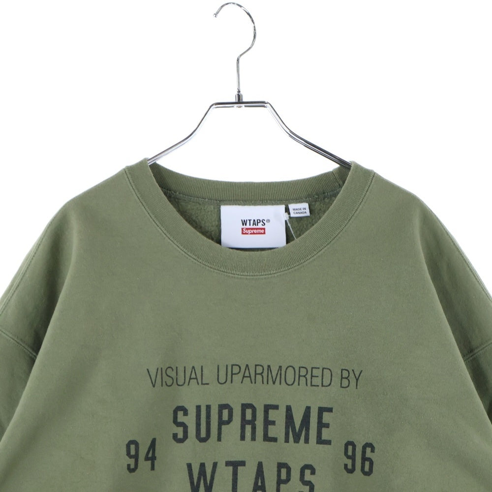 SUPREME(シュプリーム) 21AW ×WTAPS Crewneck ダブルタップス ロゴプリント クルーネックスウェット トレーナー カーキ