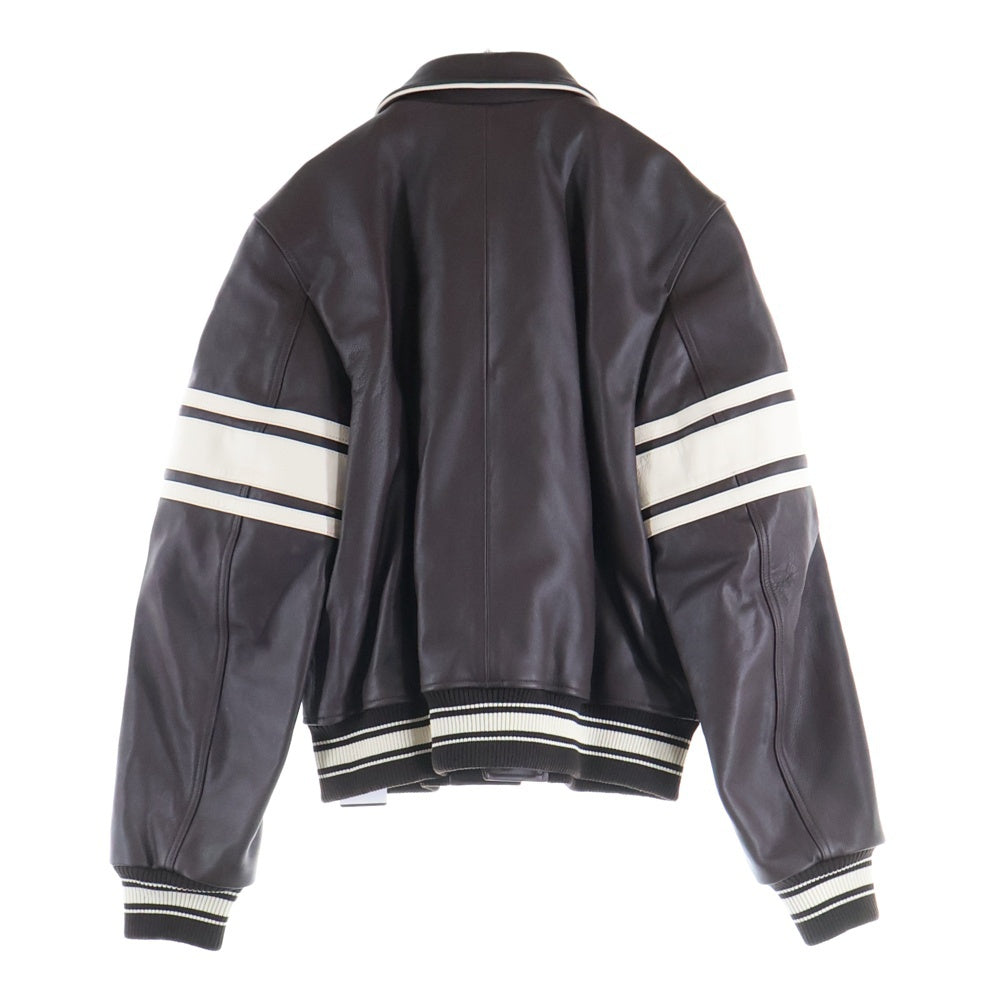 STUSSY(ステューシー) 25AW ×Wales Bonner Leather Varsity Jacket ウェールズ ボナー クラシックフィット レザー バーシティ ジャケット ブルゾン ブラウン 315518