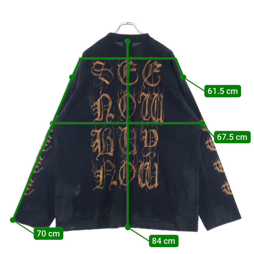 BALENCIAGA(バレンシアガ) 23AW ヘビーメタルロゴ ダメージ加工 長袖Tシャツ ロンT ブラック 739783 TOVE1