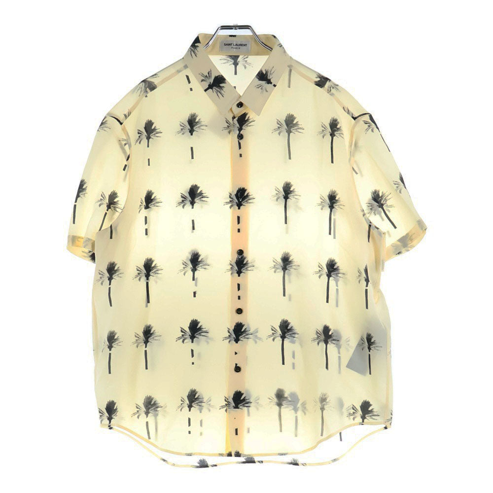 SAINT LAURENT PARIS(サンローランパリ) 21SS パームツリー シルク 半袖シャツ アイボリー 686979 Y2E84