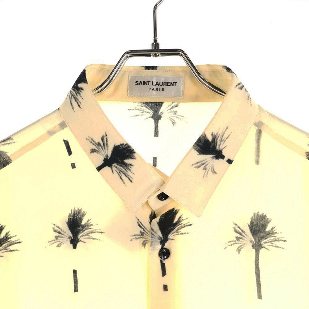SAINT LAURENT PARIS(サンローランパリ) 21SS パームツリー シルク 半袖シャツ アイボリー 686979 Y2E84