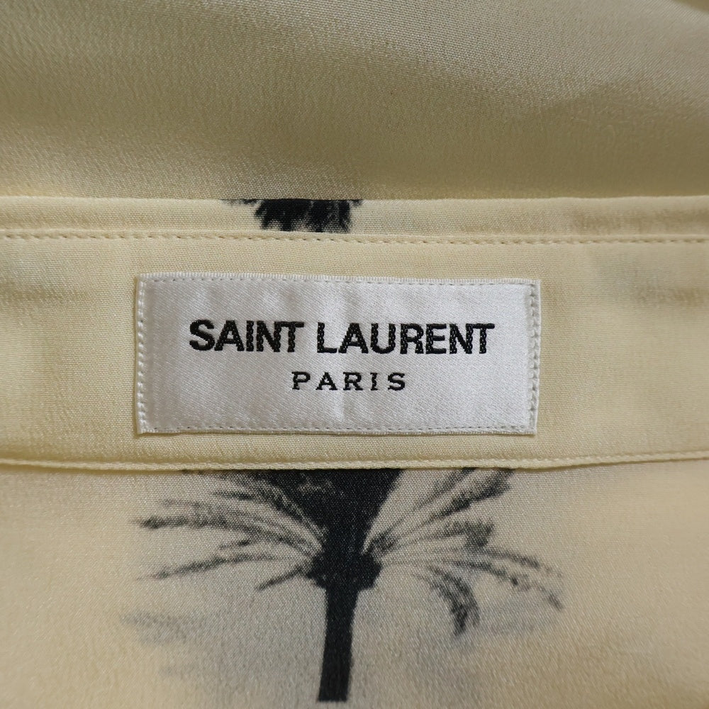 SAINT LAURENT PARIS(サンローランパリ) 21SS パームツリー シルク 半袖シャツ アイボリー 686979 Y2E84