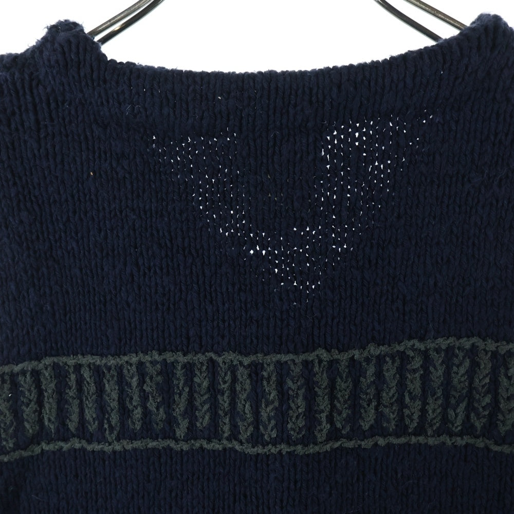 DRIES VAN NOTEN(ドリスヴァンノッテン) 90S 5B フェルトパッチ ニットセーター ベスト ネイビー 5237925