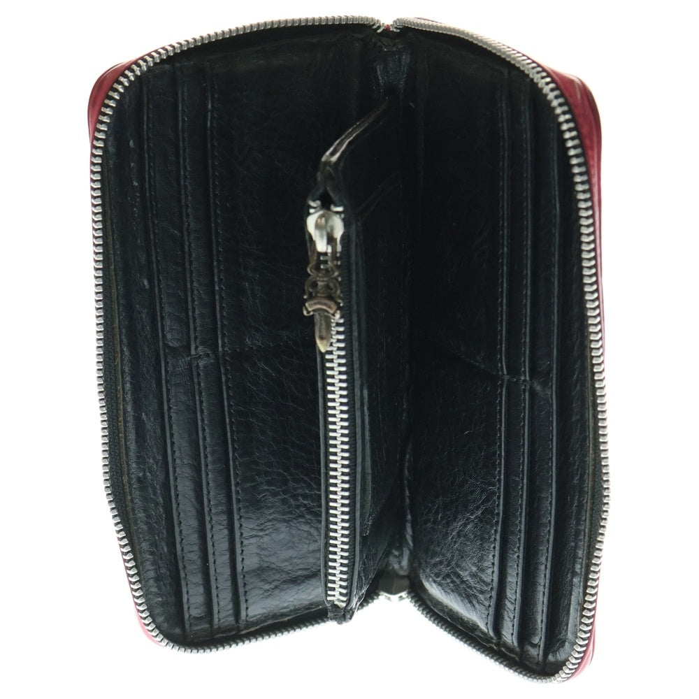 CHROME HEARTS(クロムハーツ) REC F ZIP ダブルフレアニー ラウンドジップ レザー ロングウォレット 長財布 ピンク/シルバー