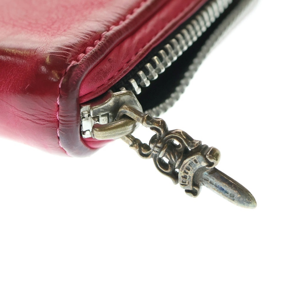 CHROME HEARTS(クロムハーツ) REC F ZIP ダブルフレアニー ラウンドジップ レザー ロングウォレット 長財布 ピンク/シルバー