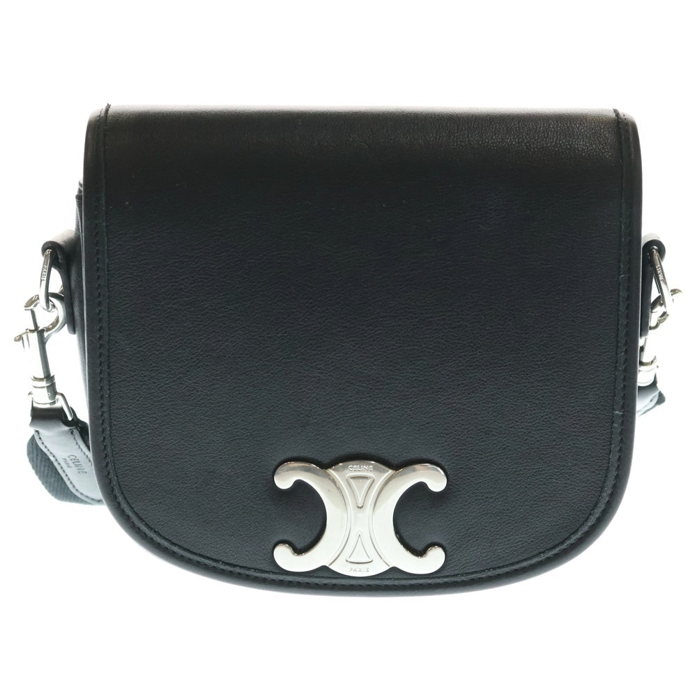 CELINE(セリーヌ) ブザス クラシック カーフスキン トリオンフ レザーショルダーバッグ ブラック 117883GAO