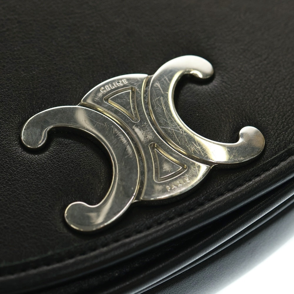 CELINE(セリーヌ) ブザス クラシック カーフスキン トリオンフ レザーショルダーバッグ ブラック 117883GAO