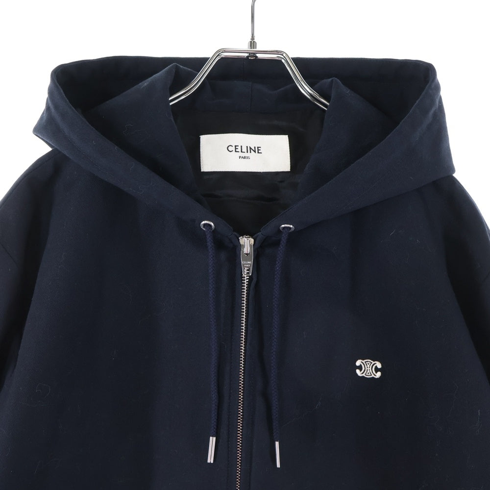 CELINE(セリーヌ) 24AW トリオンフ ブルゾン コットンツイル ジップアップ フーデッド ジャケット ネイビー 2W96C208R.07MR