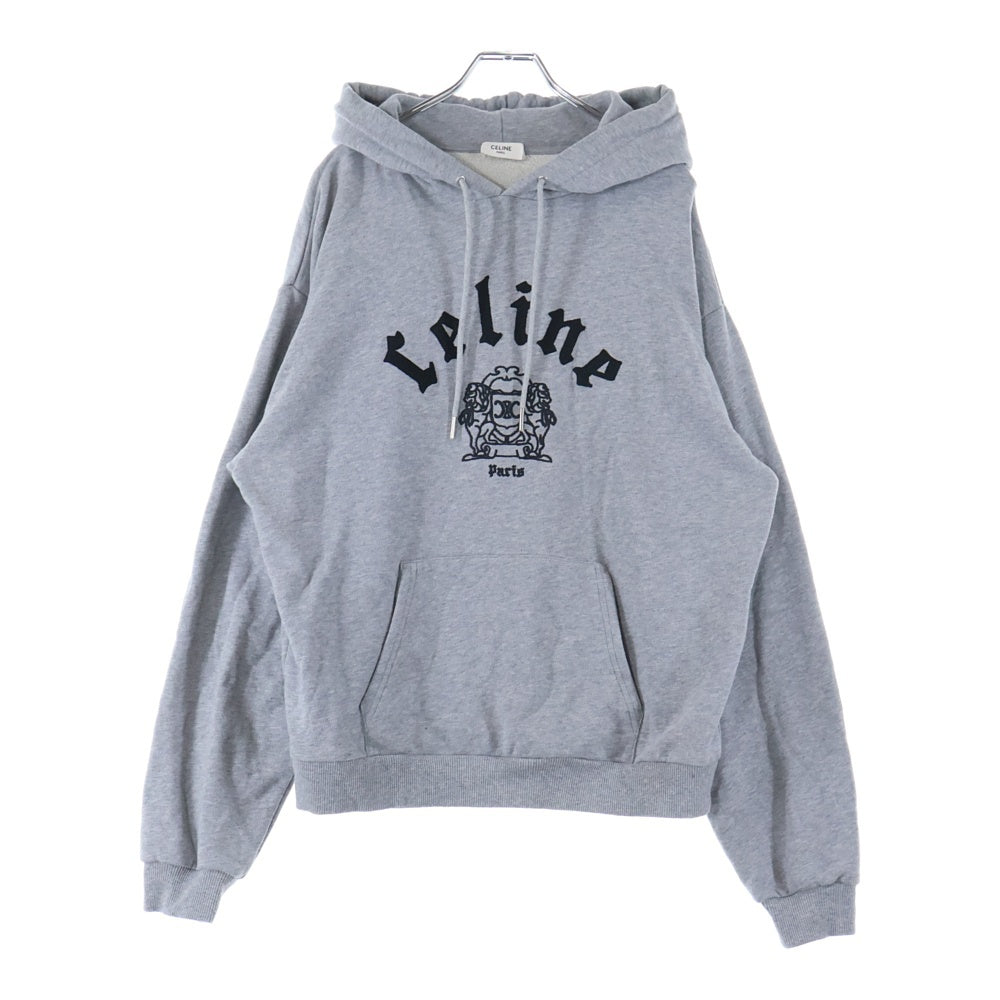 CELINE(セリーヌ) 24SS ゴシックロゴ刺繍 スウェット プルオーバーパーカー グレー RY08M670Q.08BQ