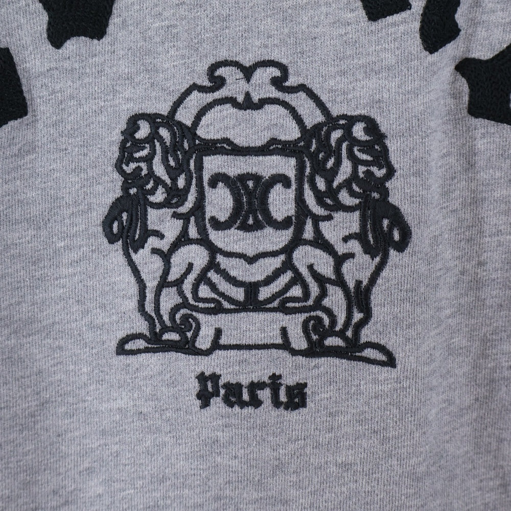 CELINE(セリーヌ) 24SS ゴシックロゴ刺繍 スウェット プルオーバーパーカー グレー RY08M670Q.08BQ
