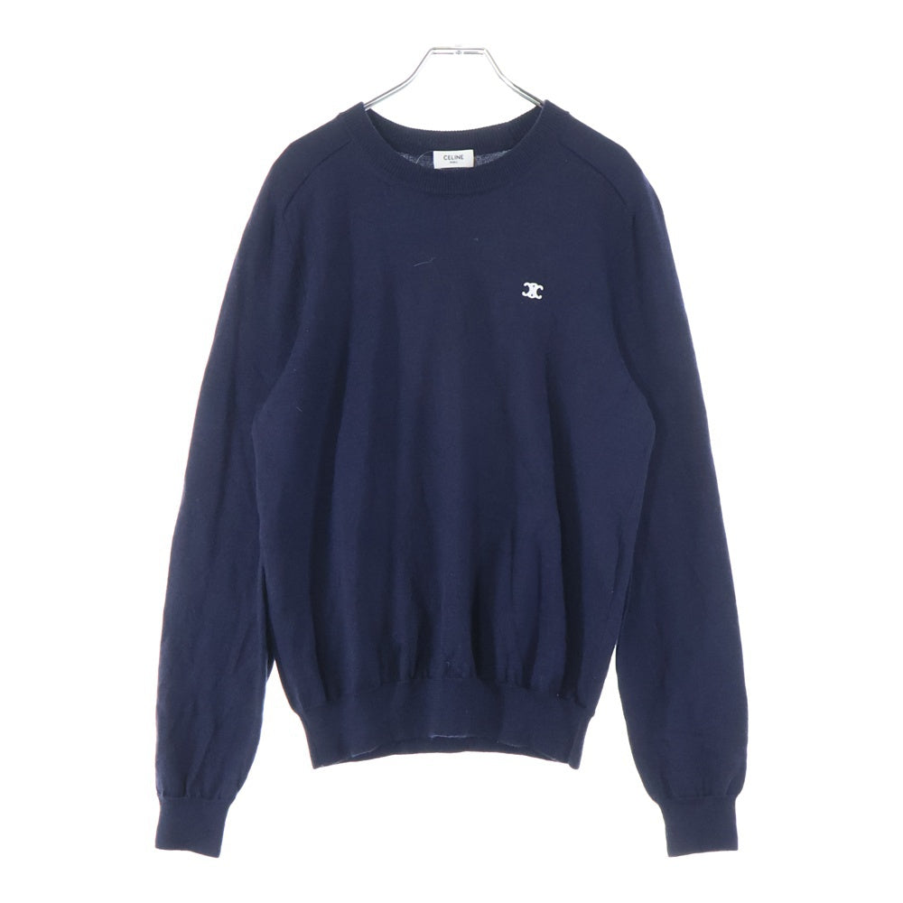 CELINE(セリーヌ) トリオンフ クラシック ウール クルーネック ニットセーター ネイビー 24H80322U.07MR