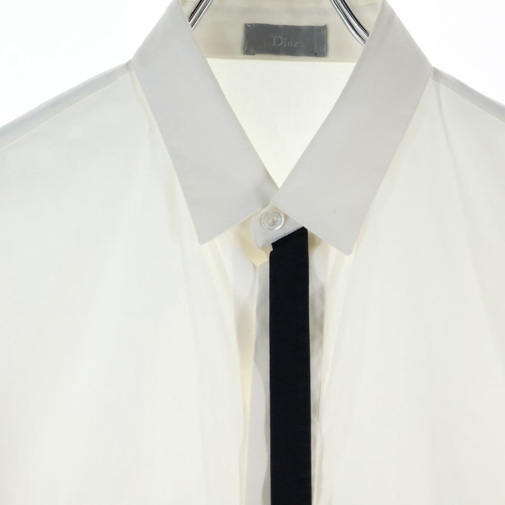 Dior HOMME(ディオールオム) 18AW フェイクネクタイ BEE刺繍 比翼ボタン レギュラーカラー ロングスリーブ 長袖シャツ ホワイト 833C559K1223