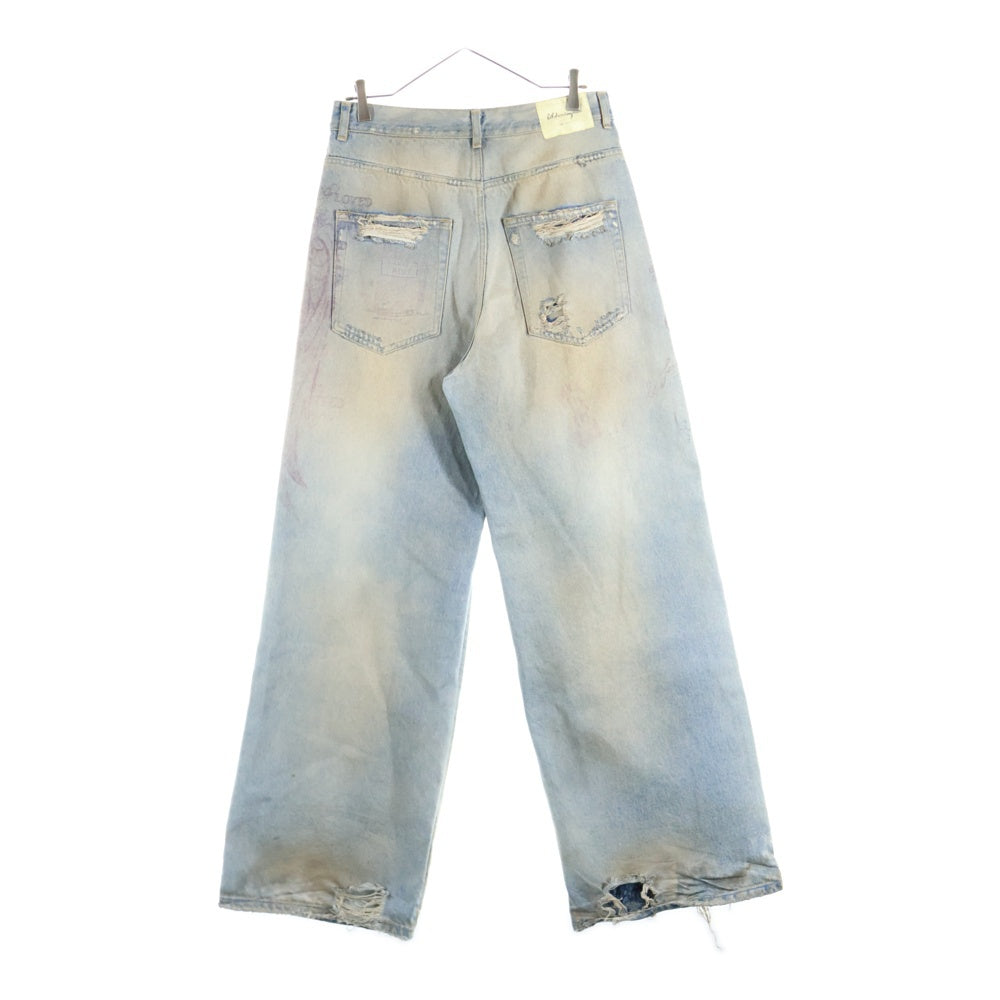 Lildenimjean(リルデニムジーン) LDJ Ragged Jean ワイドプリント ダメージ デニムパンツ インディゴ 004-LDJ24130-K2