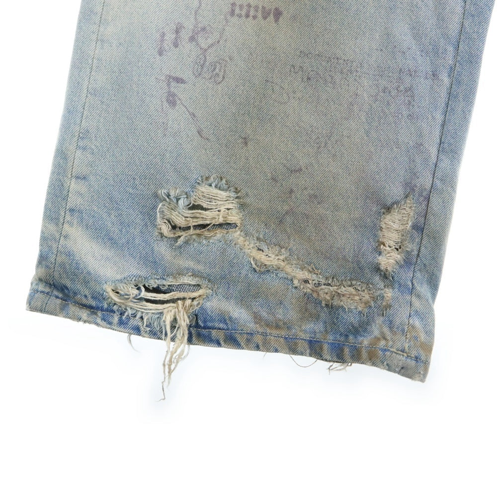 Lildenimjean(リルデニムジーン) LDJ Ragged Jean ワイドプリント ダメージ デニムパンツ インディゴ 004-LDJ24130-K2