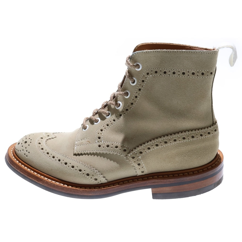 Tricker's(トリッカーズ) ウイングチップ スウェード カントリーブーツ レースアップ ベージュ 2508119