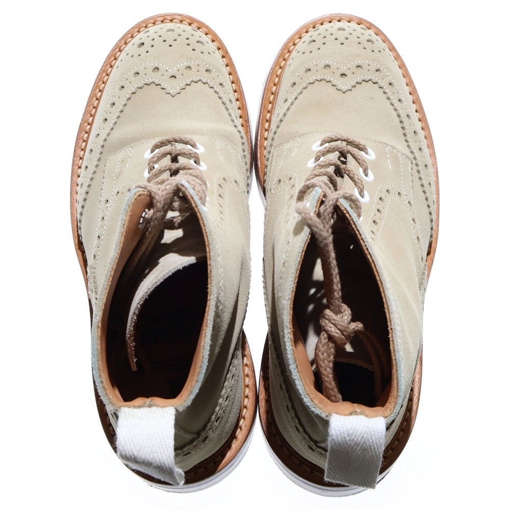 Tricker's(トリッカーズ) ウイングチップ スウェード カントリーブーツ レースアップ ベージュ 2508119