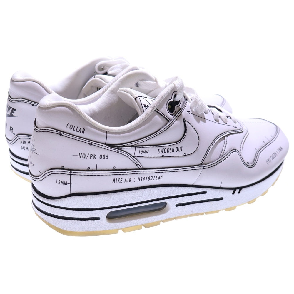 NIKE(ナイキ) AIR MAX 1 TINKER SCHEMATIC WHITE エアマックス1 ティンカー スキマティックホワイト ローカットスニーカー ホワイト US10.5/28.5cm CJ4286-100