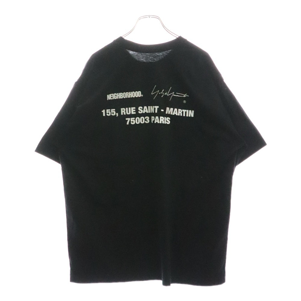 NEIGHBORHOOD(ネイバーフッド) 25SS×Yohji Yamamoto ヨウジヤマモト ロゴプリント コットン 半袖Tシャツ ブラック HP-T90-997