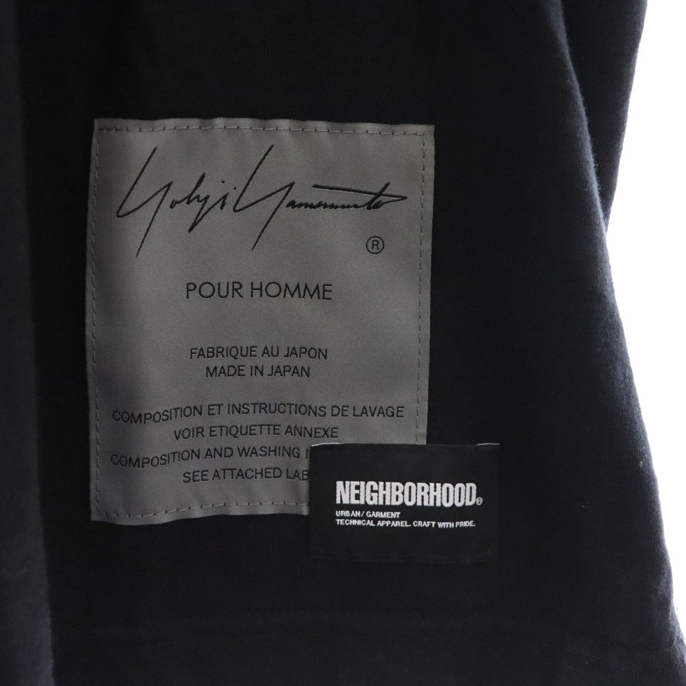 NEIGHBORHOOD(ネイバーフッド) 25SS×Yohji Yamamoto ヨウジヤマモト ロゴプリント コットン 半袖Tシャツ ブラック HP-T90-997