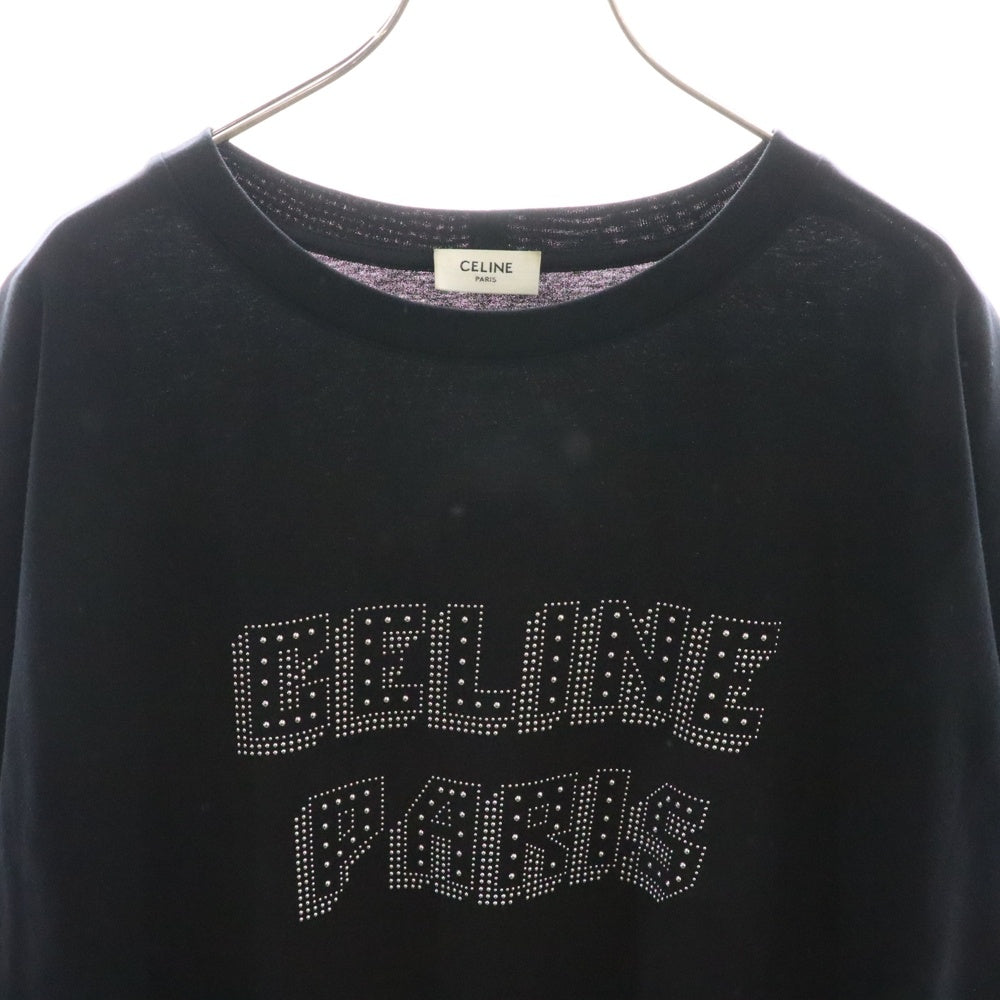 CELINE(セリーヌ) 23AW スタッズロゴ クルーネック半袖Tシャツ ブラック 2X26J671Q