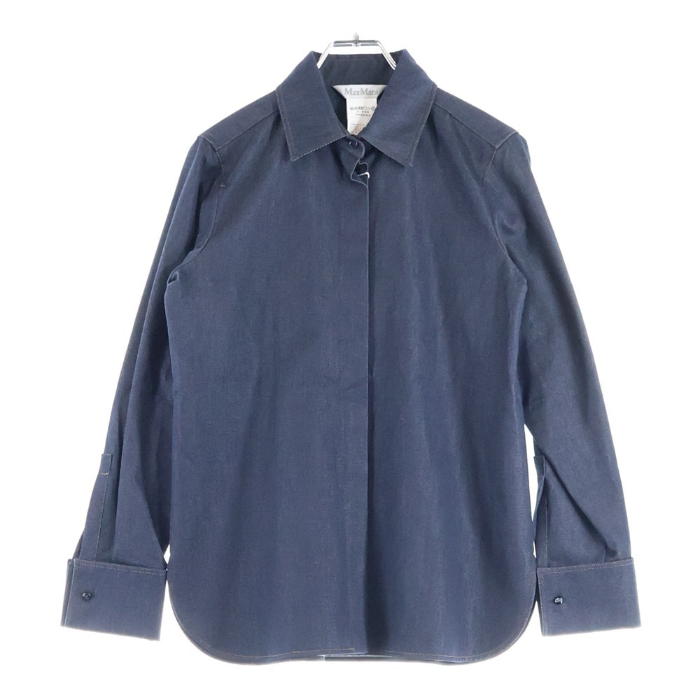 Max Mara(マックスマーラ) 比翼ボタン デニム 長袖シャツ インディゴ レディース 1160703-001