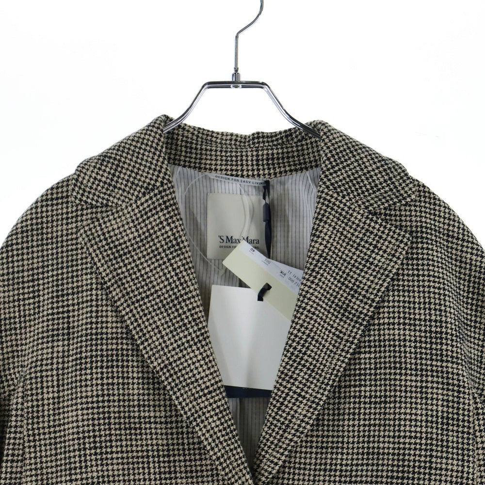 S MAX MARA(エス マックスマーラ) 千鳥格子 ノッチドラペル チェスターコート ベージュ ブラウン レディース 91210312-001