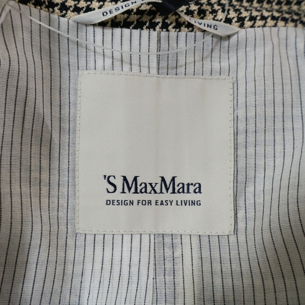 S MAX MARA(エス マックスマーラ) 千鳥格子 ノッチドラペル チェスターコート ベージュ ブラウン レディース 91210312-001
