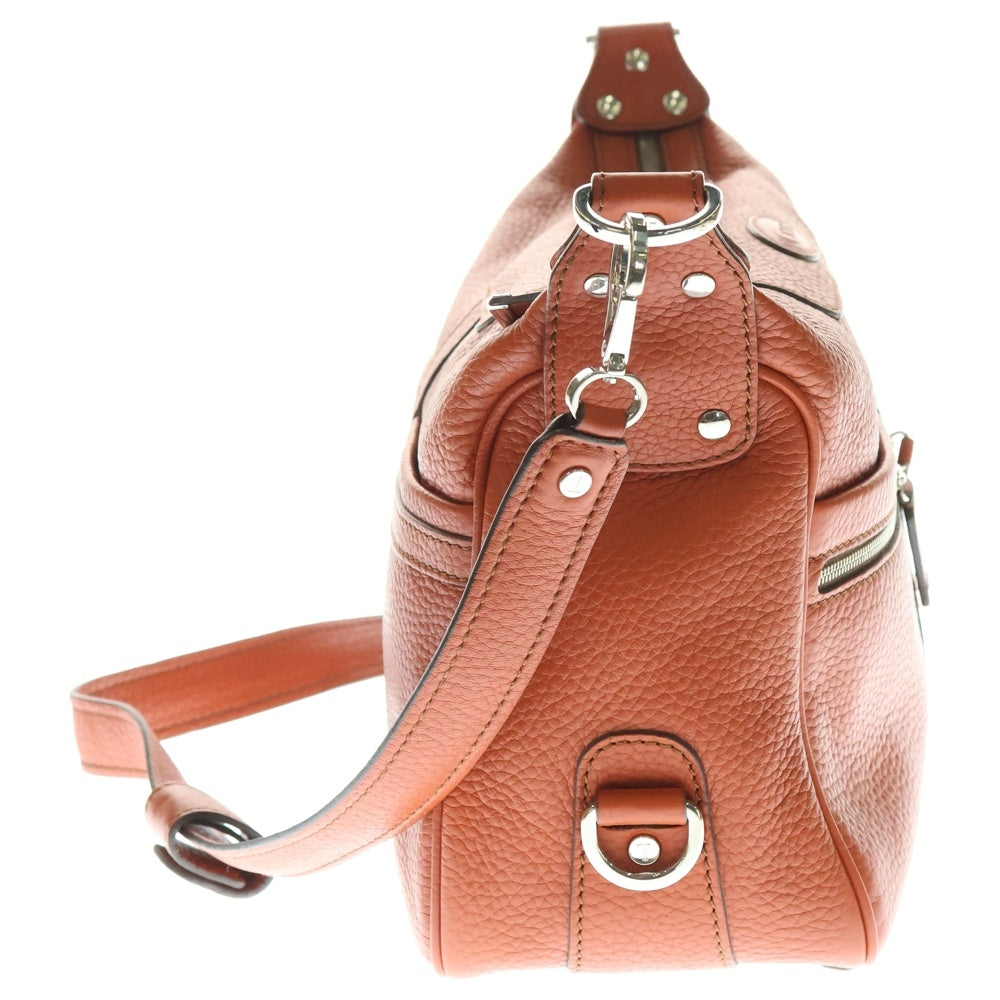 TOD'S(トッズ) ロゴパッチ レザー ショルダーバッグ ハンドバッグ レッド