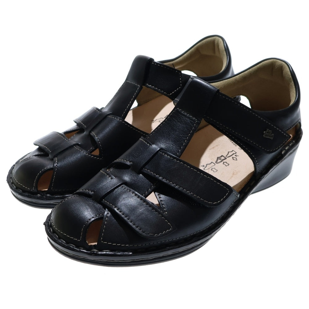 NO BRAND(ノーブランド) FINNCOMFORT フィンコンフォート レザー ストラップ ヒューネン サンダル ブラック レディース 0587 609 2