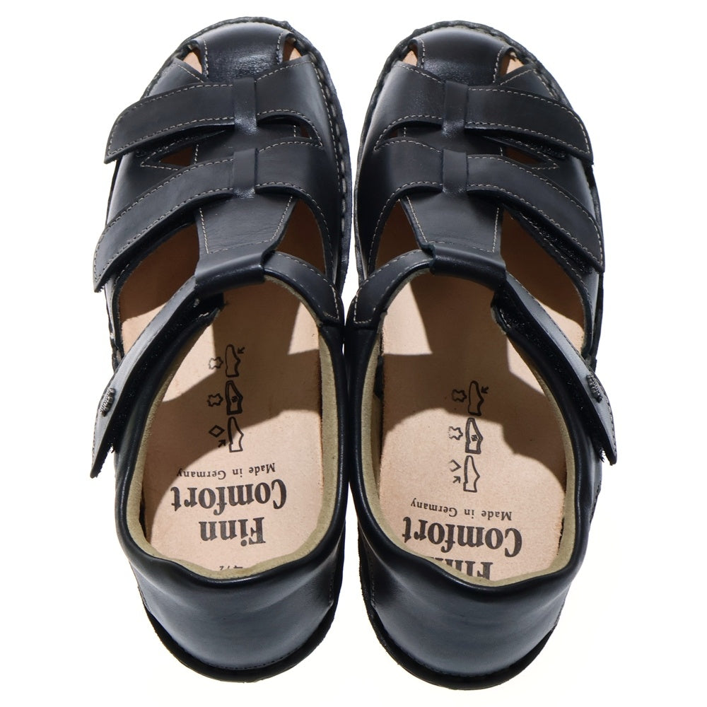 NO BRAND(ノーブランド) FINNCOMFORT フィンコンフォート レザー ストラップ ヒューネン サンダル ブラック レディース 0587 609 2