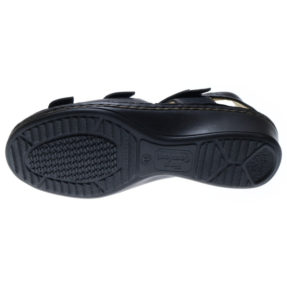 NO BRAND(ノーブランド) FINNCOMFORT フィンコンフォート レザー ストラップ ヒューネン サンダル ブラック レディース 0587 609 2