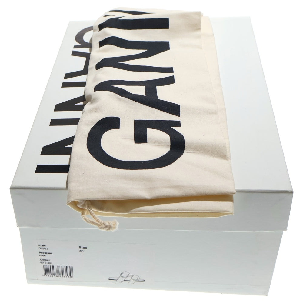 GANNI(ガニー) シルバーバックル ストラップ付き レザーサンダル ブラック レディース S0932