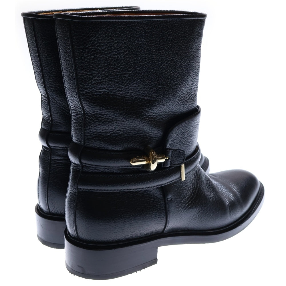 BALENCIAGA(バレンシアガ) ロゴ金具 ベルトストラップ レザー ハイカット エンジニアブーツ ブラック レディース 299997