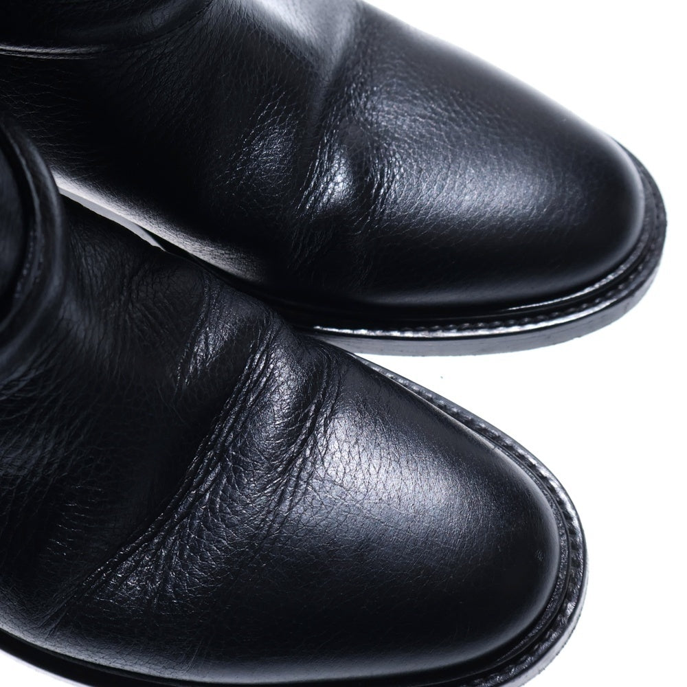 BALENCIAGA(バレンシアガ) ロゴ金具 ベルトストラップ レザー ハイカット エンジニアブーツ ブラック レディース 299997