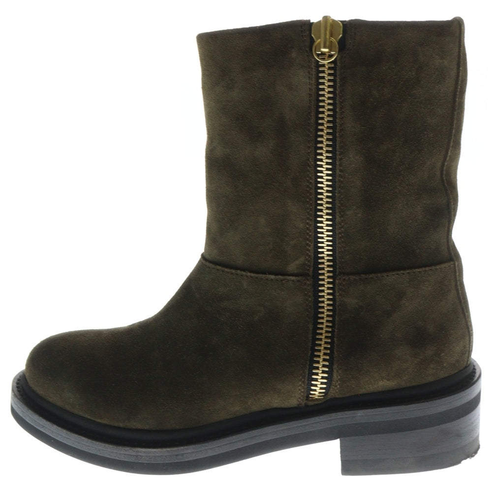 BUTTERO(ブッテロ) スエードレザー サイドジップ ハイカットブーツ カーキ レディース B6222